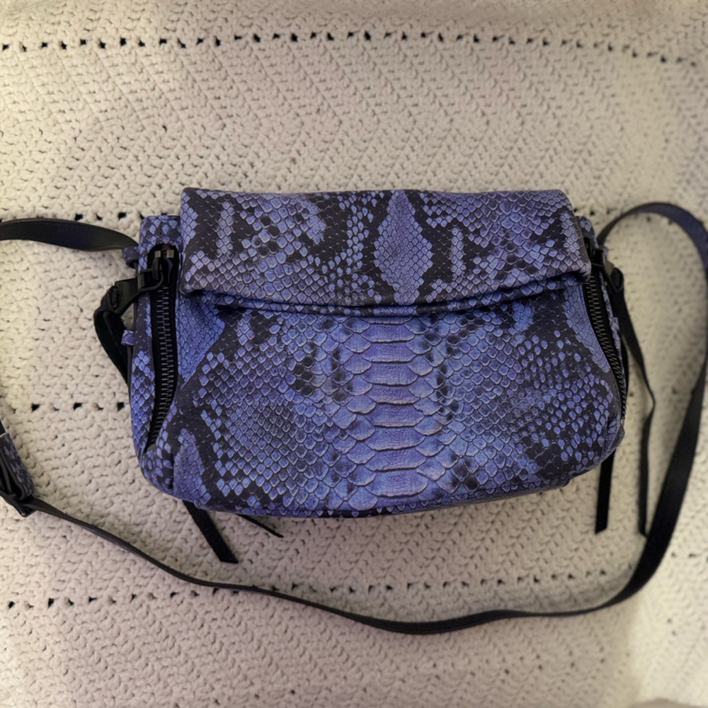 Aimee Kestenberg Blue Snake Print Crossbody Bag